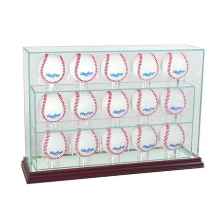 PERFECT CASES Perfect Cases 15UPBSB-C 15 Baseball Upright Display Case; Cherry 15UPBSB-C